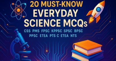 A collage of scientific symbols and equipment representing everyday science concepts for competitive exams.