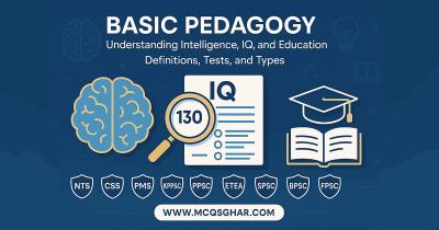 Illustration of a brain with gears symbolizing intelligence, IQ test scores, and education types.
